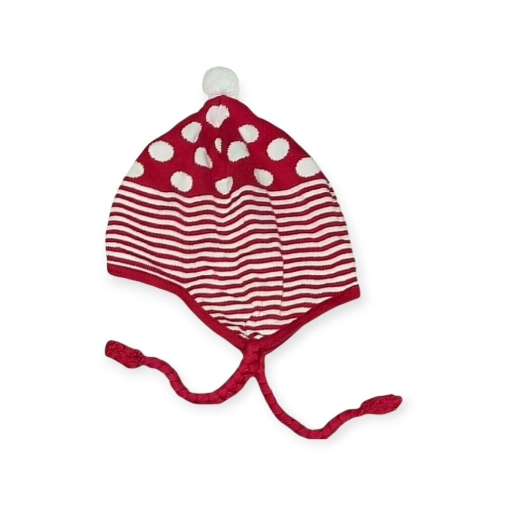 Le Top Knitwear Mixed Prints Pom Pom Hat, Size 4-6X